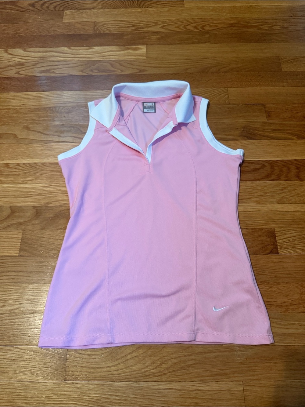 Nike Pink Sleeveless Polo Tank with White Trim